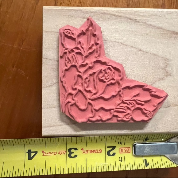 ROSE BORDER ALIAS SMITH ROWE RUBBER STAMP WOOD MOUNTED - Picture 4 of 6